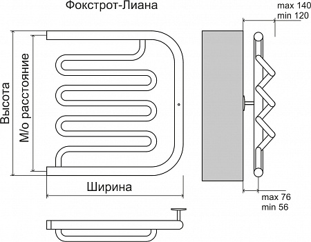 Фокстрот-Лиана AISI 500х500 Полотенцесушитель  TERMINUS Воронеж - фото 3