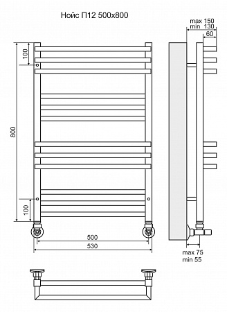 Нойс П12 500х800 Полотенцесушитель  TERMINUS Воронеж - фото 3