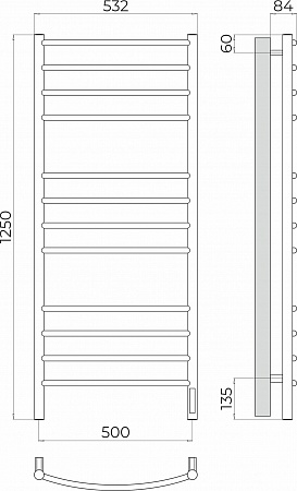 Классик П12 500х1250 Электро (quick touch) Полотенцесушитель TERMINUS Воронеж - фото 3