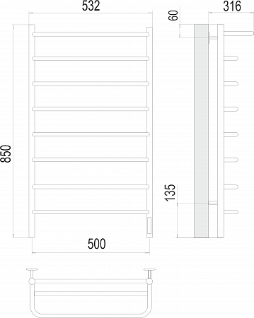 Полка П8 500х850 Электро (quick touch) Полотенцесушитель  TERMINUS Воронеж - фото 3