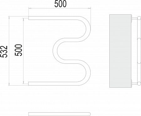 М-обр AISI 32х2 500х500 Полотенцесушитель  TERMINUS Воронеж - фото 3
