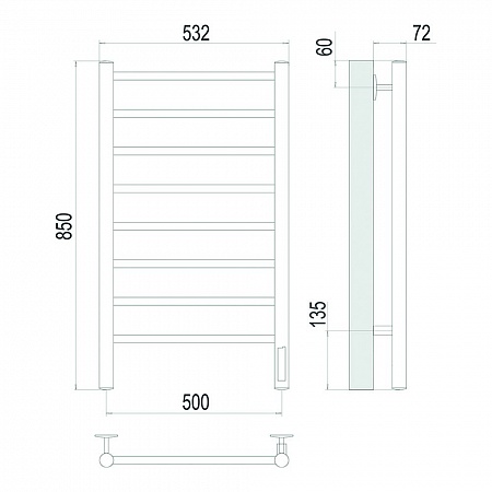 Аврора П8 500х850 Электро Полотенцесушитель TERMINUS Оружейная сталь Воронеж - фото 4 Аврора П8 500х850 Электро Полотенцесушитель TERMINUS Оружейная сталь Воронеж - фото 4