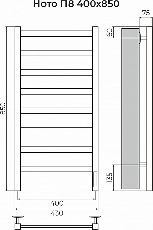 Ното П8 400х850 Электро (quick touch) Полотенцесушитель TERMINUS Воронеж - фото 3