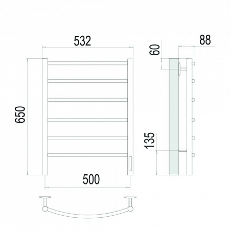 Классик П6 500х650 Электро (quick touch) Полотенцесушитель TERMINUS Сатин Воронеж - фото 4 Классик П6 500х650 Электро (quick touch) Полотенцесушитель TERMINUS Сатин Воронеж - фото 4