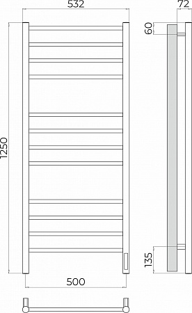 Аврора П12 500х1250 Электро (quick touch) Полотенцесушитель TERMINUS Воронеж - фото 3