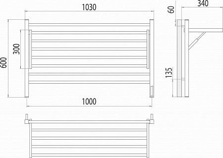 Горизонт П8 1000х600 электро КС ЧЕРНЫЙ МУАР (sensor quick touch) Полотенцесушитель TERMINUS Воронеж - фото 5