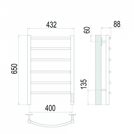 Классик П6 400х650 Электро (quick touch) Полотенцесушитель TERMINUS Сатин Воронеж - фото 4 Классик П6 400х650 Электро (quick touch) Полотенцесушитель TERMINUS Сатин Воронеж - фото 4
